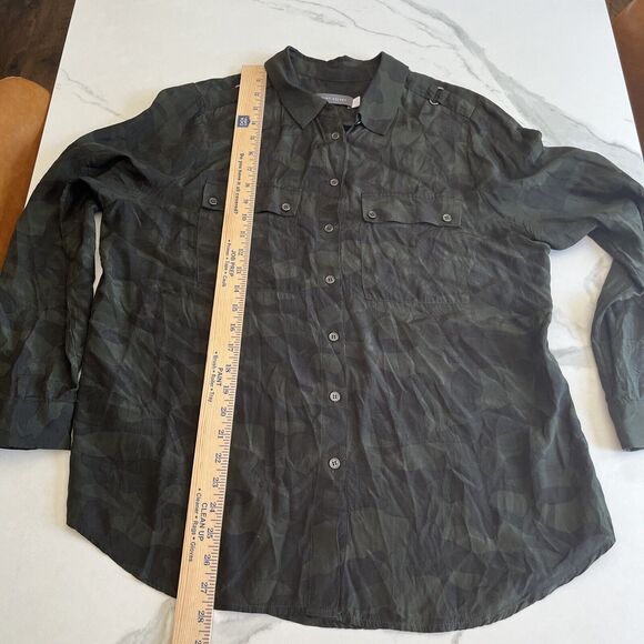 Mint Velvet Camouflage Blouse Top Green Long Sleeve Button Up Women's Size UK 14 - Picture 9 of 16